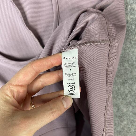 Athleta Rosy Bayview Tee Women’s Small Faux Wrap Front Stretch Purple - Picture 5 of 7